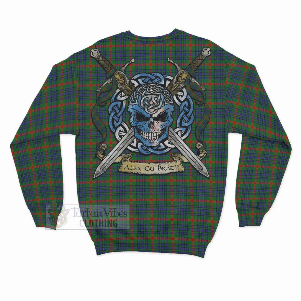 Tartan Vibes Clothing Aiton Tartan Sweatshirt with Family Crest Celtic Skull Style