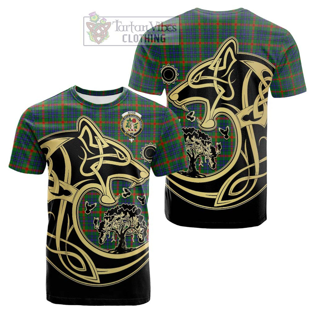 Aiton Tartan Cotton T-shirt with Family Crest Celtic Wolf Style Kid's Shirt - Tartan Vibes Clothing