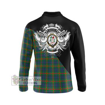 Aiton Tartan Long Sleeve Polo Shirt with Family Crest and Military Logo Style - Tartan Vibes Clothing