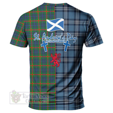 Aiton Tartan T-Shirt Happy St. Andrew's Day Half Tartan Style - Tartan Vibes Clothing
