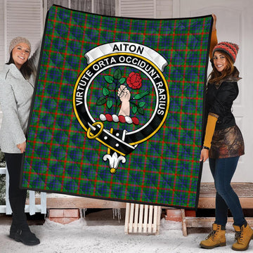 Aiton Tartan Quilt with Family Crest