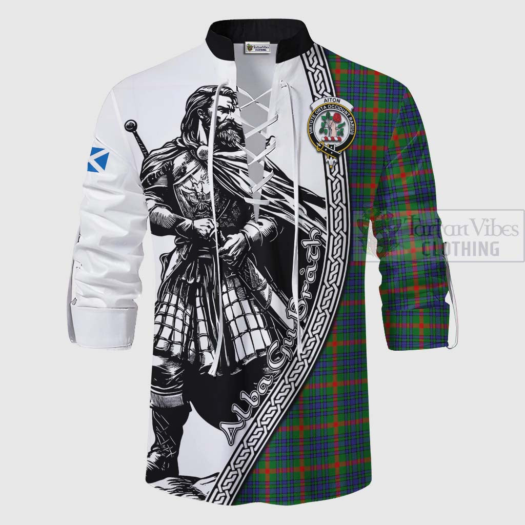 Aiton Tartan Clan Crest Ghillie Kilt Shirt with Highlander Warrior Celtic Style - Tartan Vibes Clothing