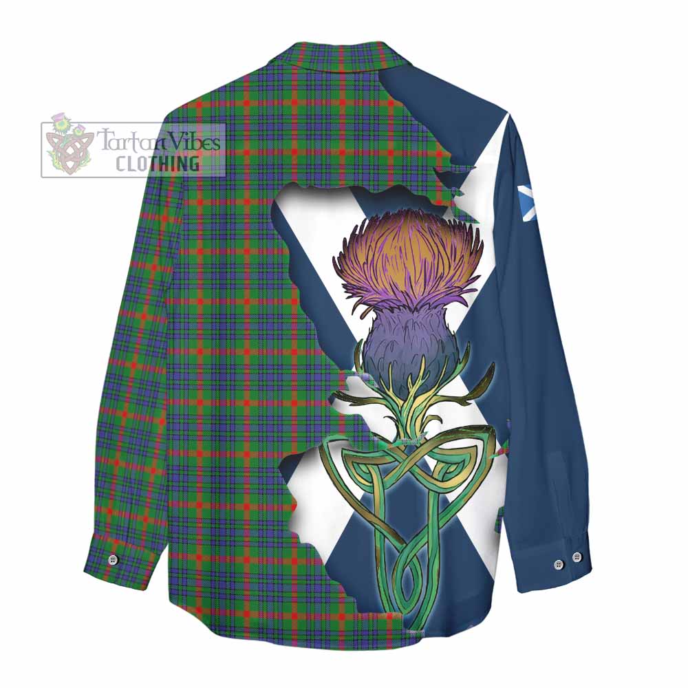 Tartan Vibes Clothing Aiton Tartan Family Crest Women's Casual Shirt Scottish Thistle Celtic Inspired