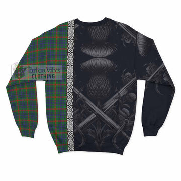 Aiton Tartan Sweatshirt with Family Crest Cross Sword Thistle Celtic Vibes - Tartan Vibes Clothing