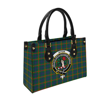 Aiton Tartan Leather Bag with Family Crest