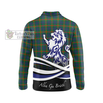 Aiton Tartan Long Sleeve Polo Shirt with Alba Gu Brath Regal Lion Emblem - Tartan Vibes Clothing