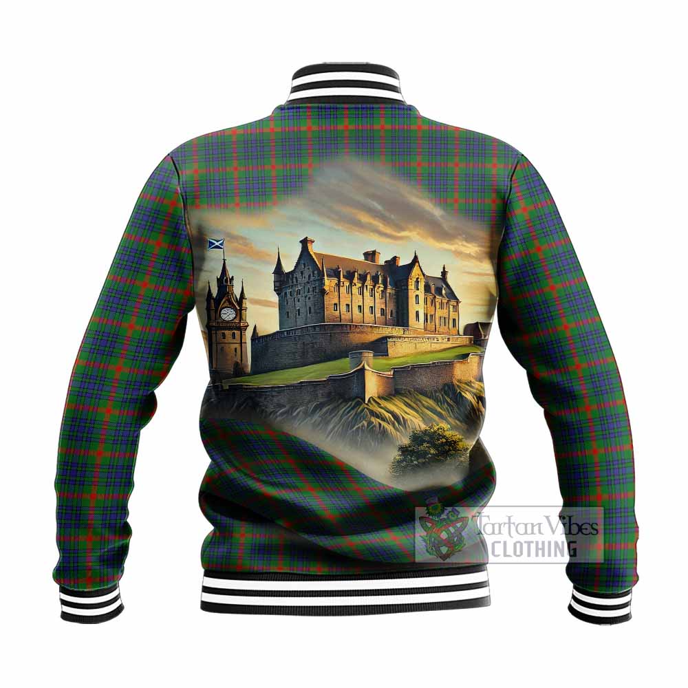 Aiton Tartan Family Crest Baseball Jacket with Scottish Ancient Castle Style - Tartan Vibes Clothing