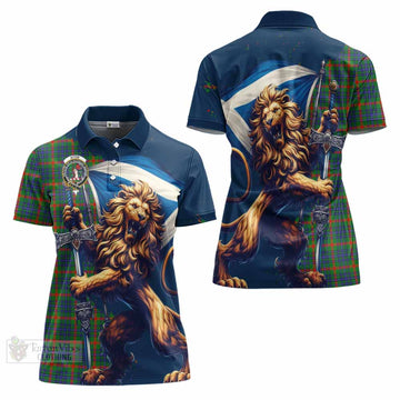 Aiton Tartan Family Crest Women's Polo Shirt with Scottish Majestic Lion - Tartan Vibes Clothing