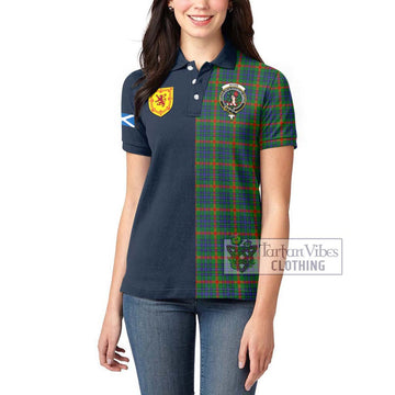 Aiton Tartan Women's Polo Shirt Alba with Scottish Lion Royal Arm Half Style - Tartan Vibes Clothing