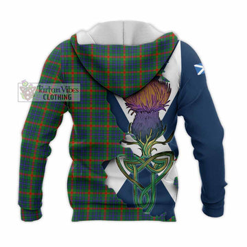 Tartan Vibes Clothing Aiton Tartan Family Crest Knitted Hoodie Scottish Thistle Celtic Inspired