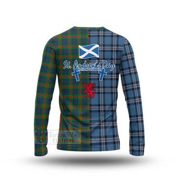 Aiton Tartan Long Sleeve T-Shirt Happy St. Andrew's Day Half Tartan Style - Tartan Vibes Clothing