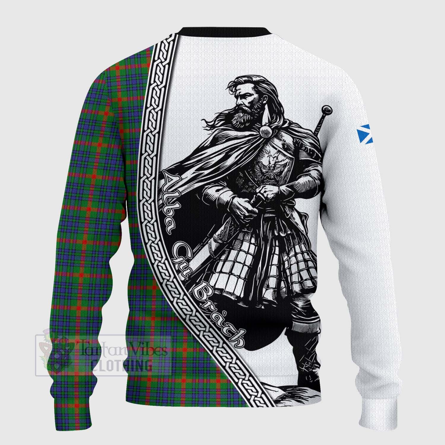 Aiton Tartan Clan Crest Knitted Sweater with Highlander Warrior Celtic Style - Tartan Vibes Clothing