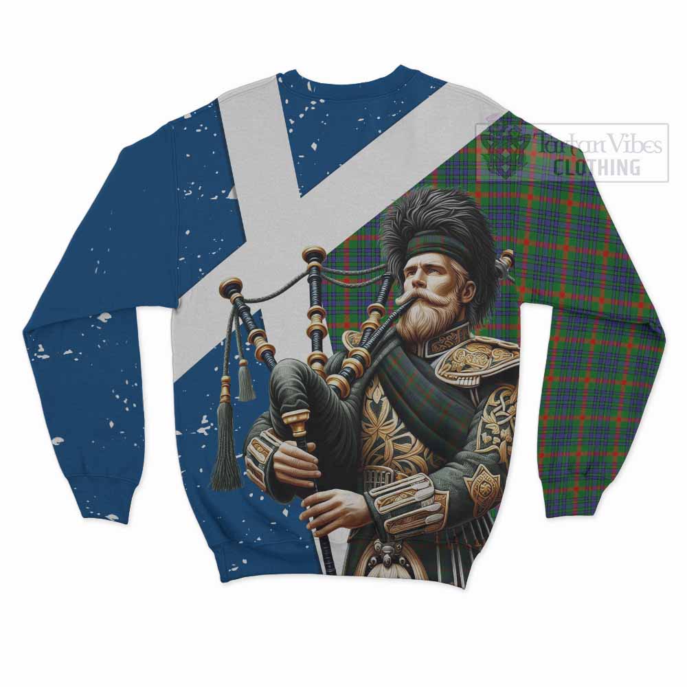 Aiton Tartan Sweatshirt with Family Crest Scottish Bagpiper Vibes - Tartan Vibes Clothing