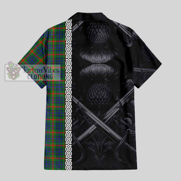 Aiton Tartan Hawaiian Shirt with Family Crest Cross Sword Thistle Celtic Vibes - Tartan Vibes Clothing