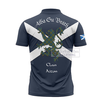 Aiton Tartan Lion Rampant Zipper Polo Shirt Proudly Display Your Heritage with Alba Gu Brath and Clan Name - Tartan Vibes Clothing