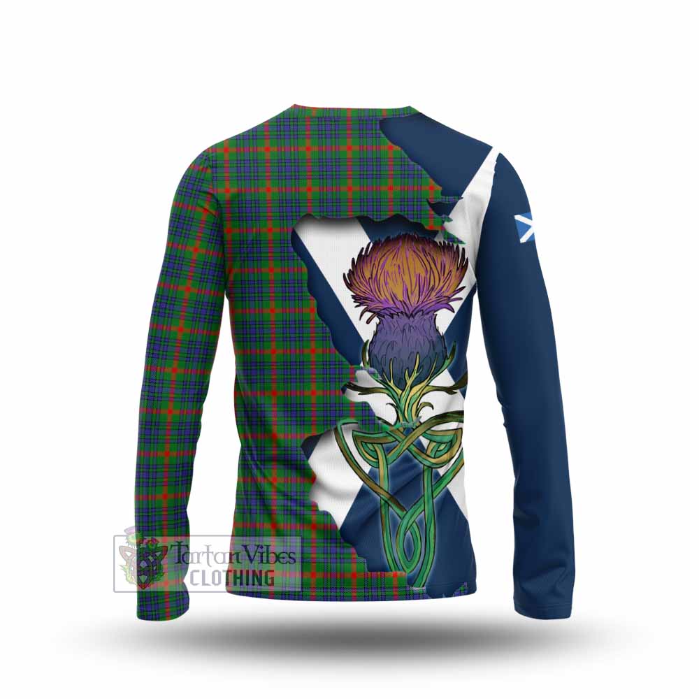 Tartan Vibes Clothing Aiton Tartan Family Crest Long Sleeve T-Shirt Scottish Thistle Celtic Inspired