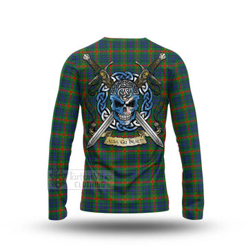 Aiton Tartan Long Sleeve T-Shirt with Family Crest Celtic Skull Style - Tartan Vibes Clothing