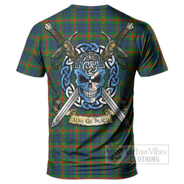 Aiton Tartan T-Shirt with Family Crest Celtic Skull Style - Tartan Vibes Clothing
