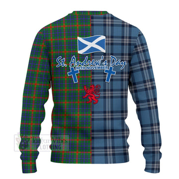 Aiton Tartan Knitted Sweater Happy St. Andrew's Day Half Tartan Style - Tartan Vibes Clothing
