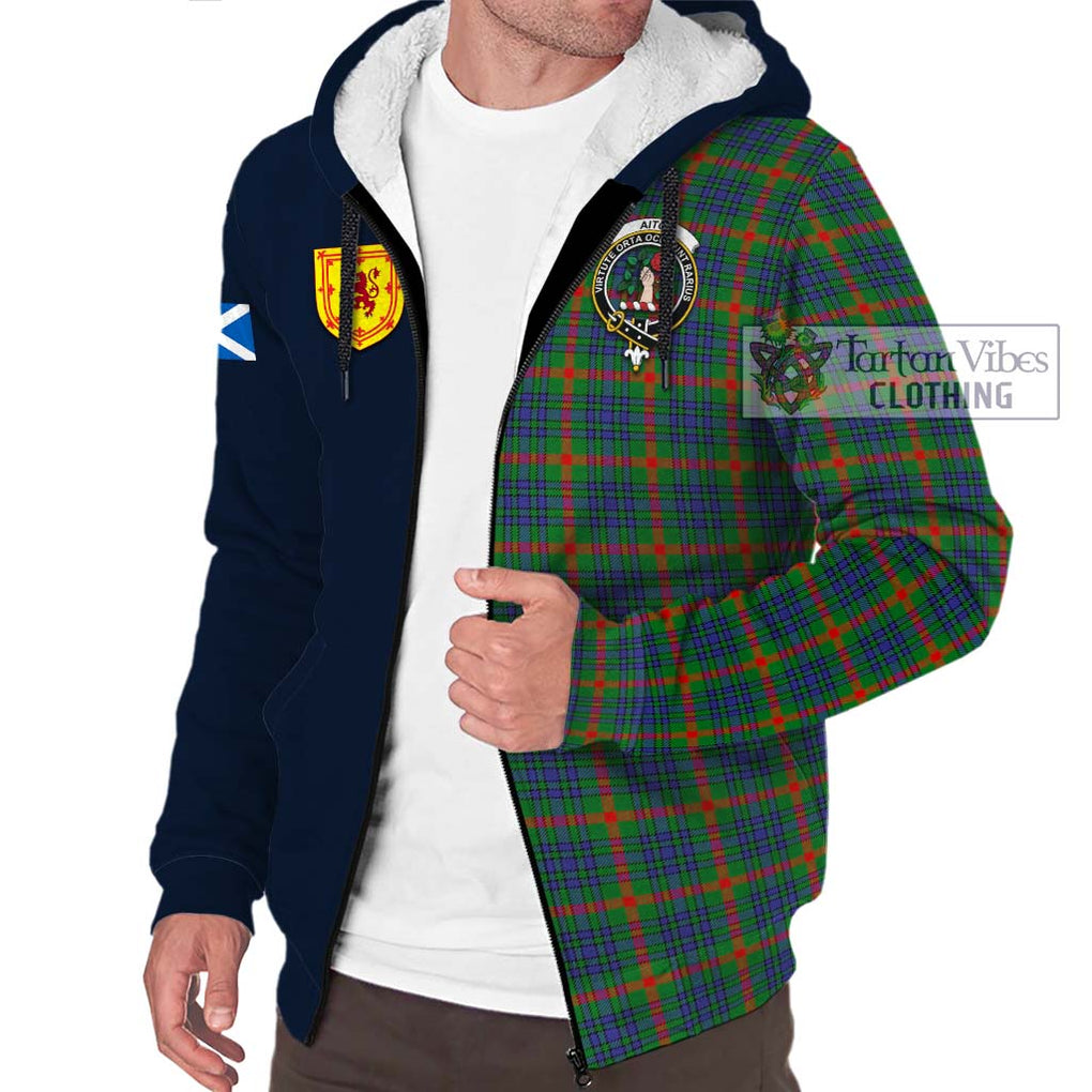 Aiton Tartan Sherpa Hoodie Alba with Scottish Lion Royal Arm Half Style - Tartan Vibes Clothing