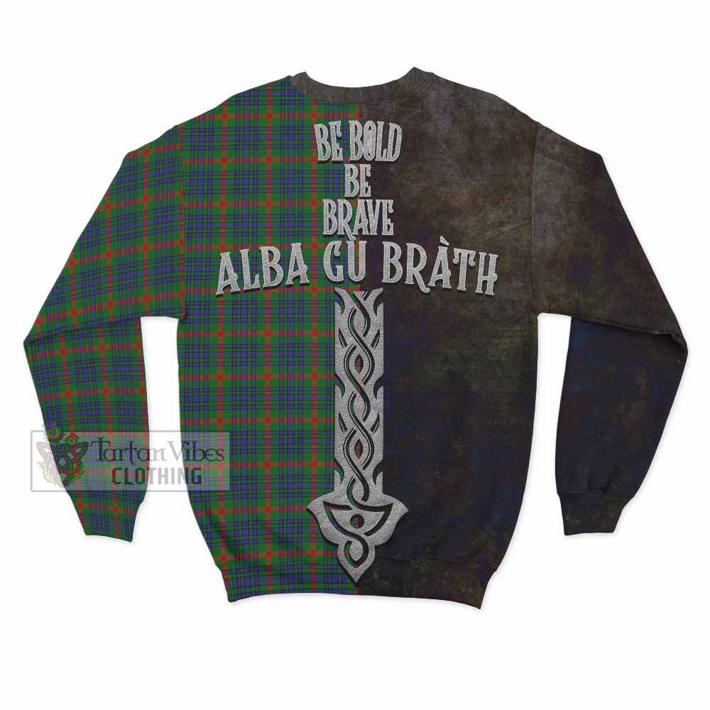 Aiton Tartan Family Crest Sweatshirt Alba Gu Brath Be Brave Lion Ancient Style - Tartan Vibes Clothing