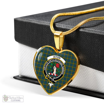 Aiton Tartan Heart Necklace with Family Crest