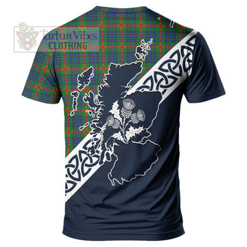 Aiton Tartan T-Shirt Featuring Thistle and Scotland Map - Tartanvibesclothing Store