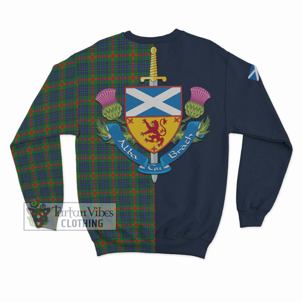 Aiton Tartan Sweatshirt Alba with Scottish Lion Royal Arm Half Style - Tartan Vibes Clothing