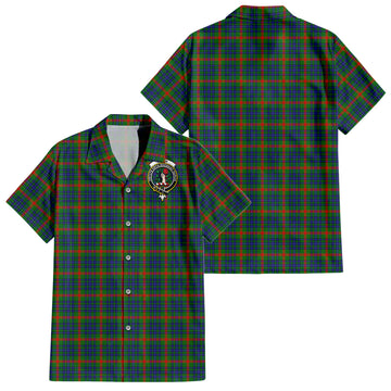 Aiton Tartan Short Sleeve Button Down Shirt with Family Crest