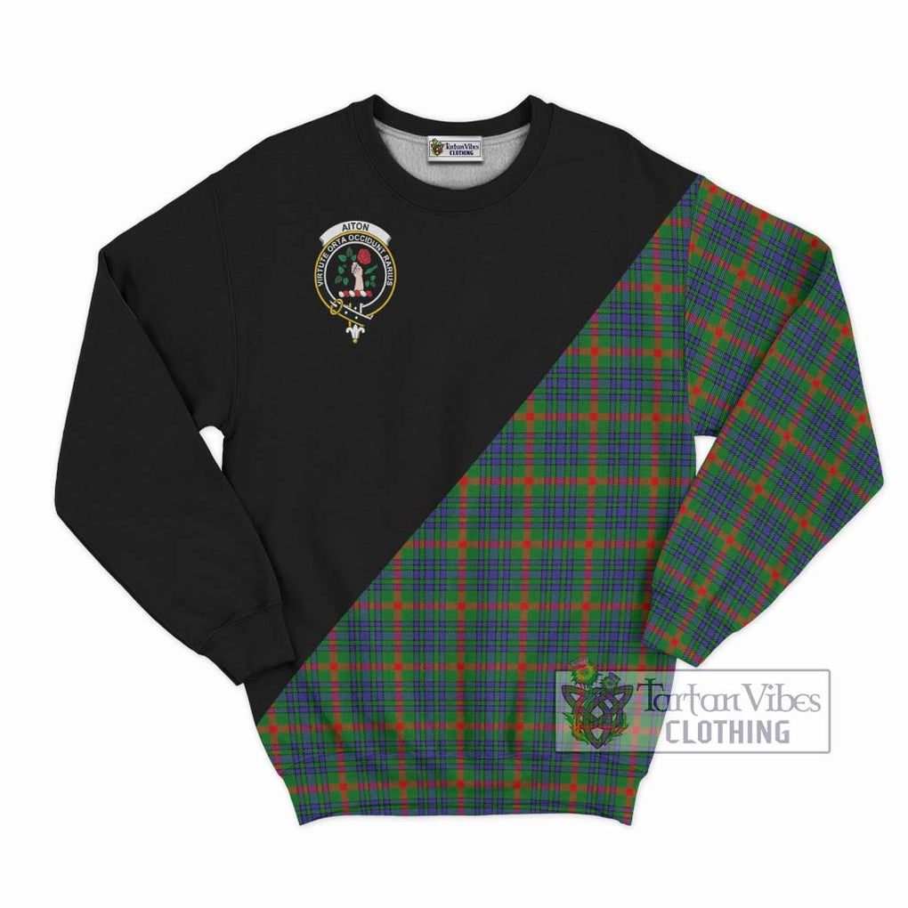 Aiton Tartan Sweatshirt with Family Crest and Military Logo Style - Tartan Vibes Clothing