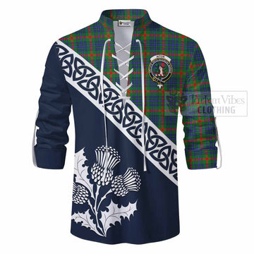 Aiton Tartan Ghillie Kilt Shirt Featuring Thistle and Scotland Map - Tartan Vibes Clothing