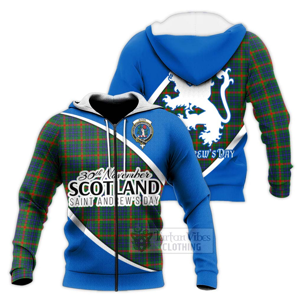 Tartan Vibes Clothing Aiton Family Crest Tartan Knitted Hoodie Celebrate Saint Andrew's Day in Style