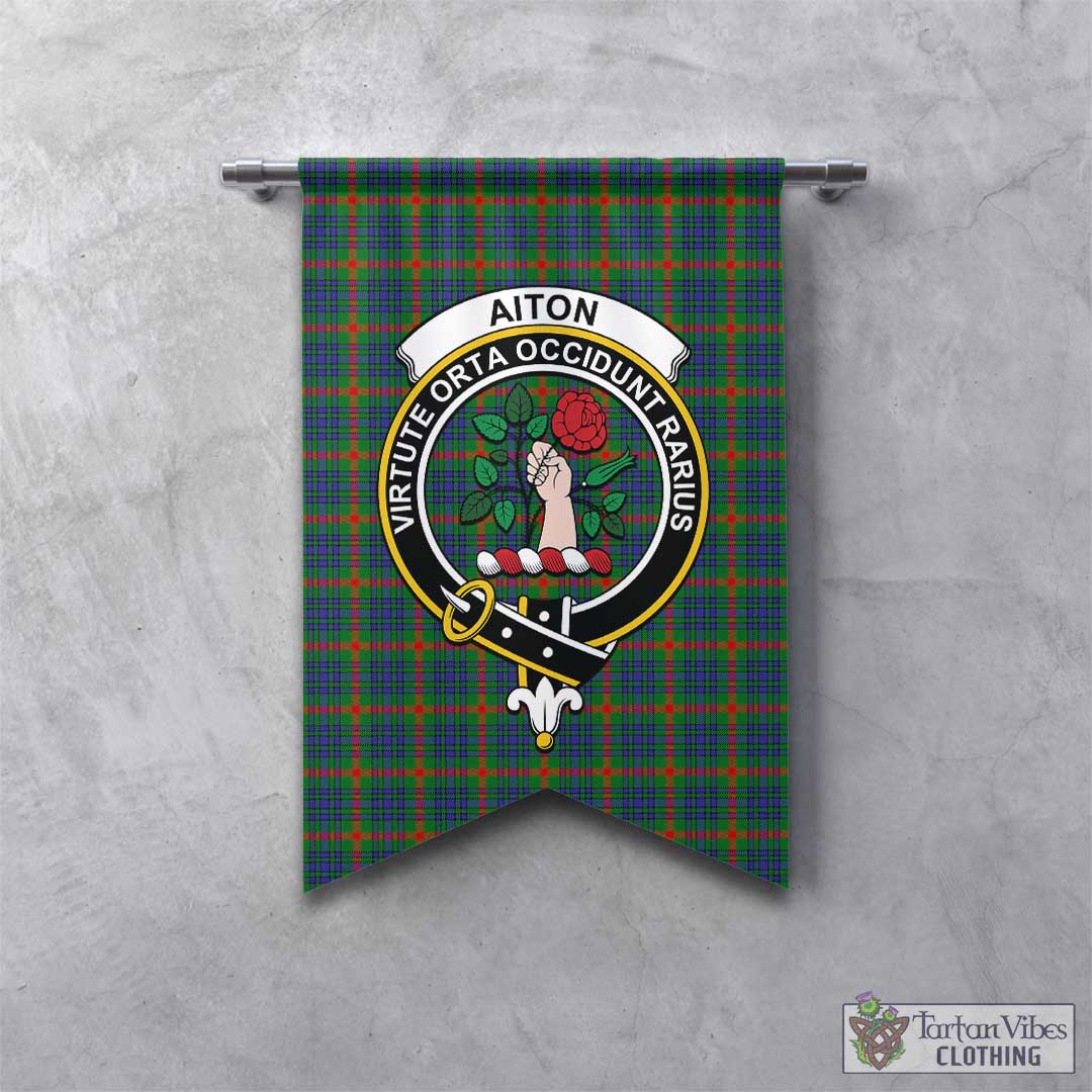 Tartan Vibes Clothing Aiton Tartan Gonfalon, Tartan Banner with Family Crest
