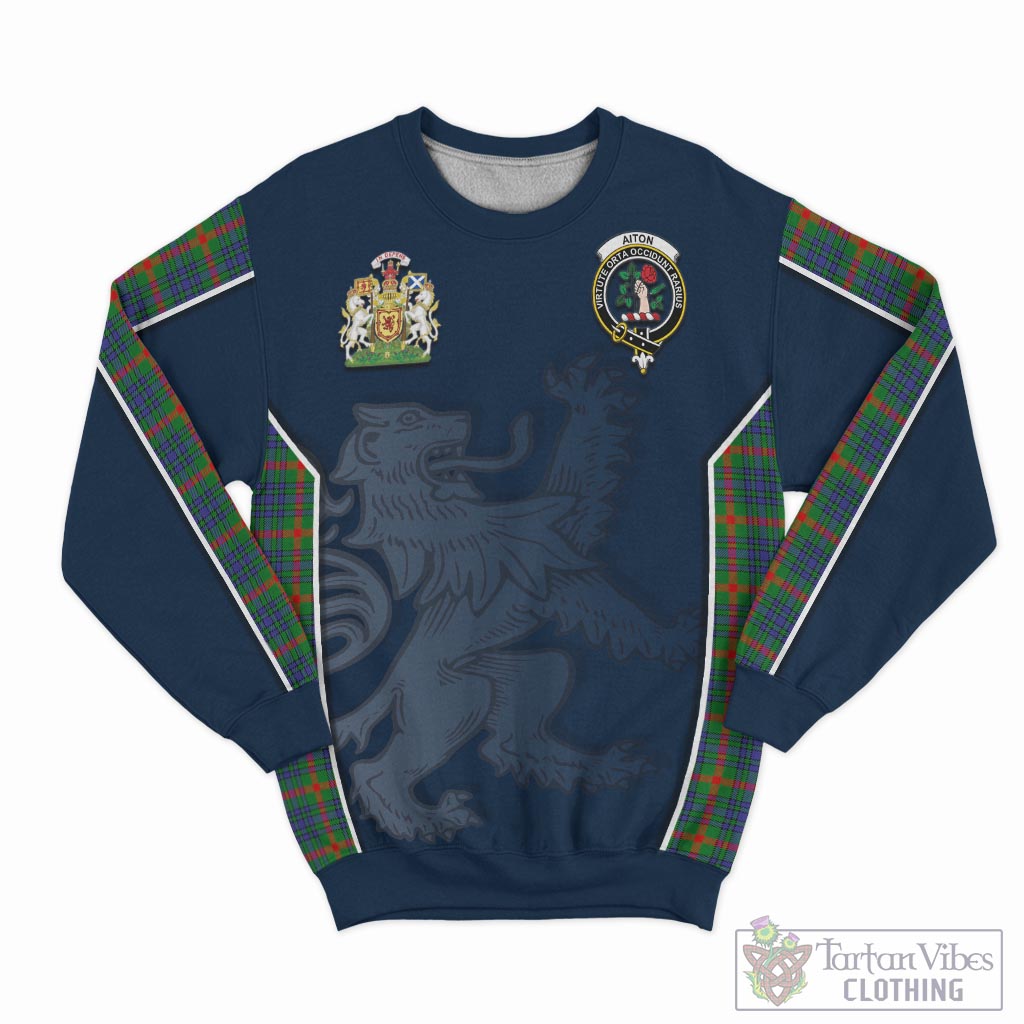 Tartan Vibes Clothing Aiton Tartan Sweater with Family Crest and Lion Rampant Vibes Sport Style