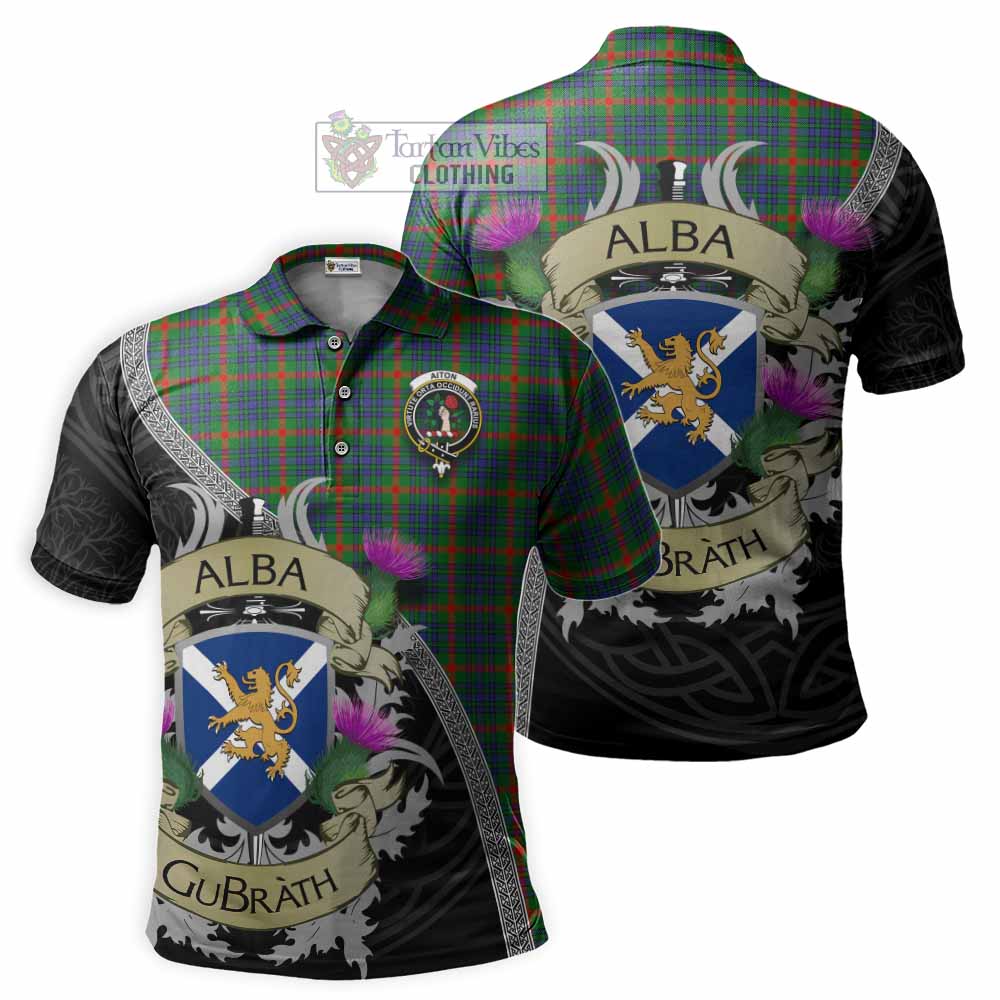 Tartan Vibes Clothing Aiton Tartan Family Crest Polo Shirt Lion Rampant Royal Thistle Shield Celtic Inspired
