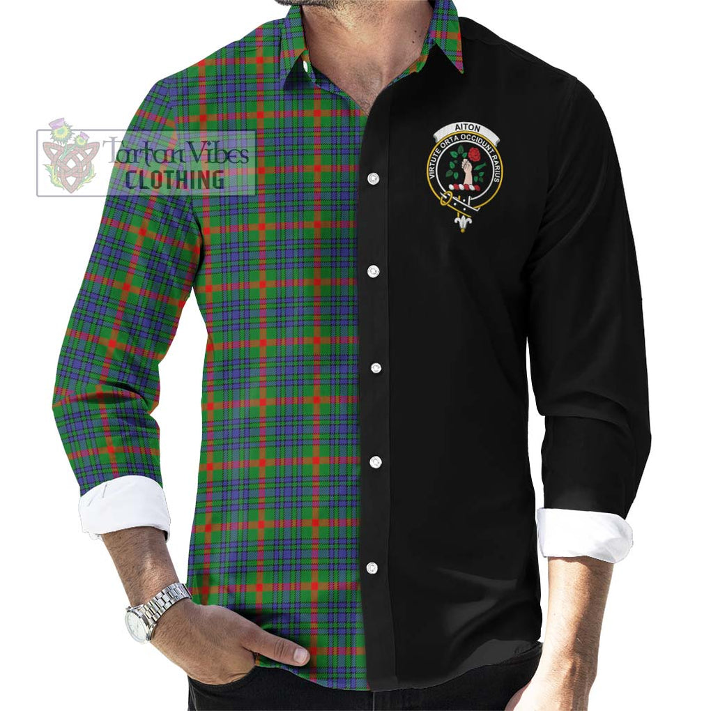 Aiton Tartan Long Sleeve Button Shirt with Family Crest and Half Of Me Style - Tartanvibesclothing Shop