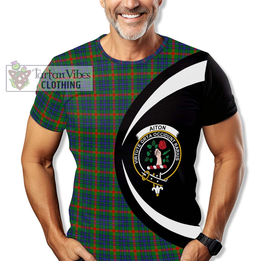 Aiton Tartan T-Shirt with Family Crest Circle Style - Tartan Vibes Clothing