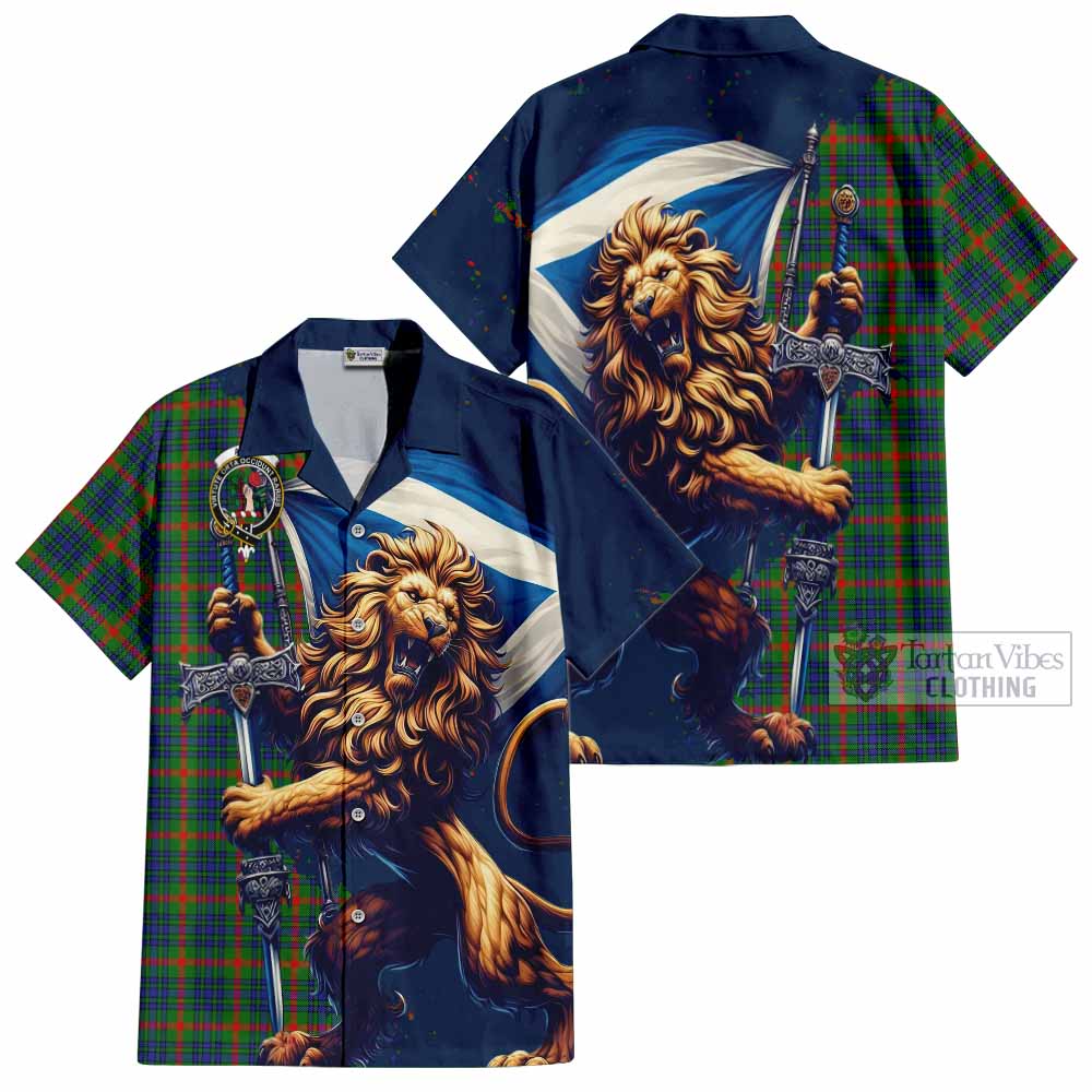 Aiton Tartan Family Crest Hawaiian Shirt with Scottish Majestic Lion - Tartan Vibes Clothing