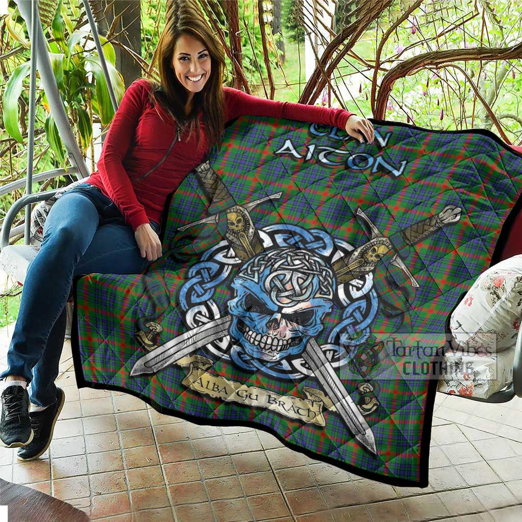 Aiton Tartan Quilt with Celtic Skull Alba Gu Brath Style - Tartan Vibes Clothing