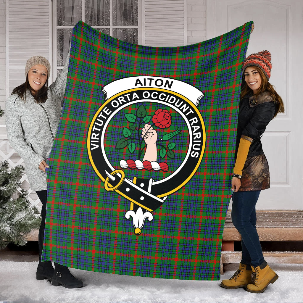 Aiton Tartan Blanket with Family Crest - Tartanvibesclothing