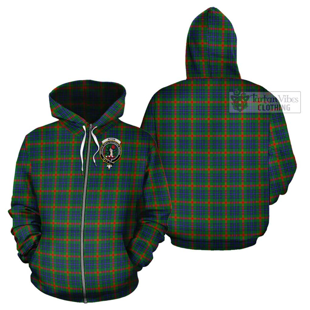 Aiton Tartan Cotton Hoodie with Family Crest Zip Hoodie - Tartan Vibes Clothing