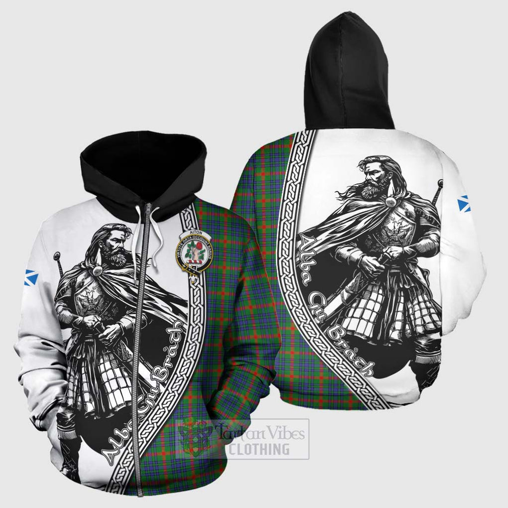 Aiton Tartan Clan Crest Hoodie with Highlander Warrior Celtic Style - Tartan Vibes Clothing