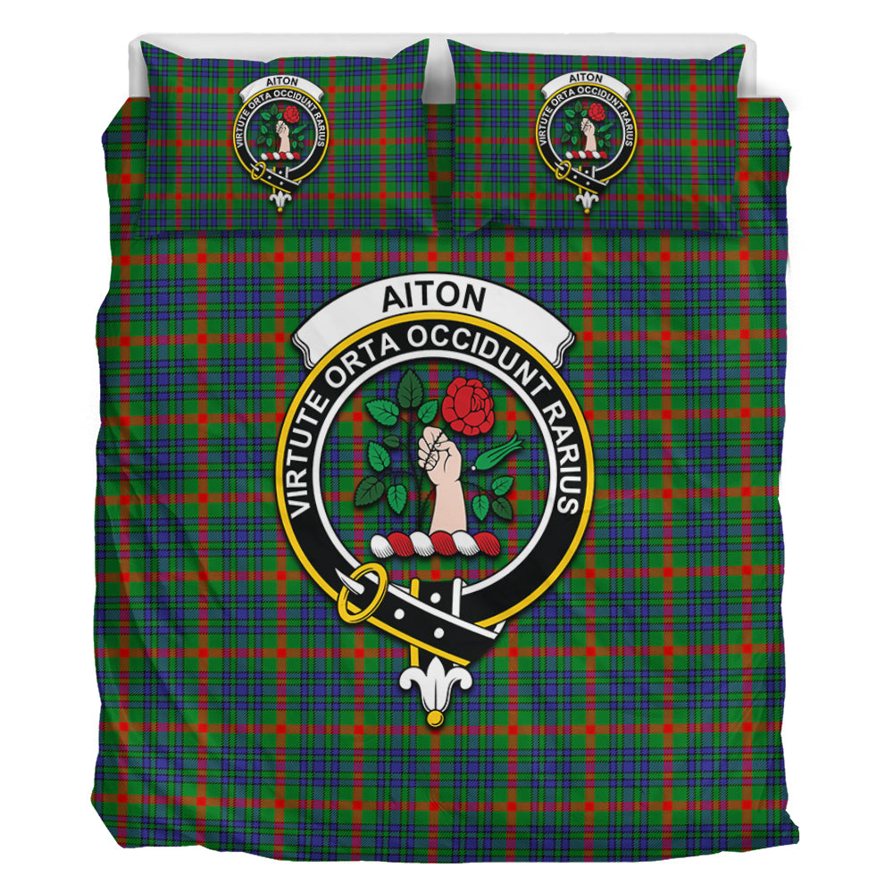 Aiton Tartan Bedding Set with Family Crest - Tartan Vibes Clothing