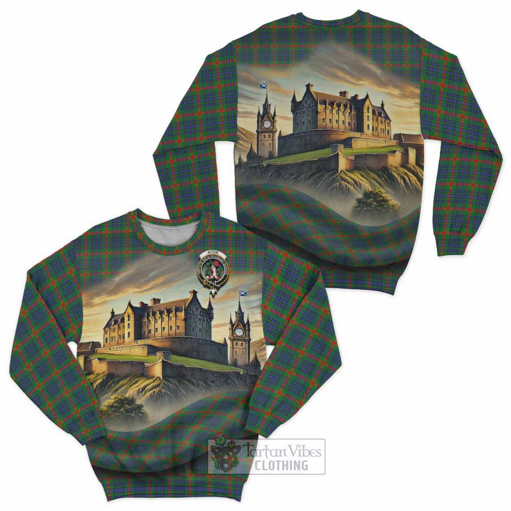 Aiton Tartan Family Crest Sweatshirt with Scottish Ancient Castle Style - Tartan Vibes Clothing