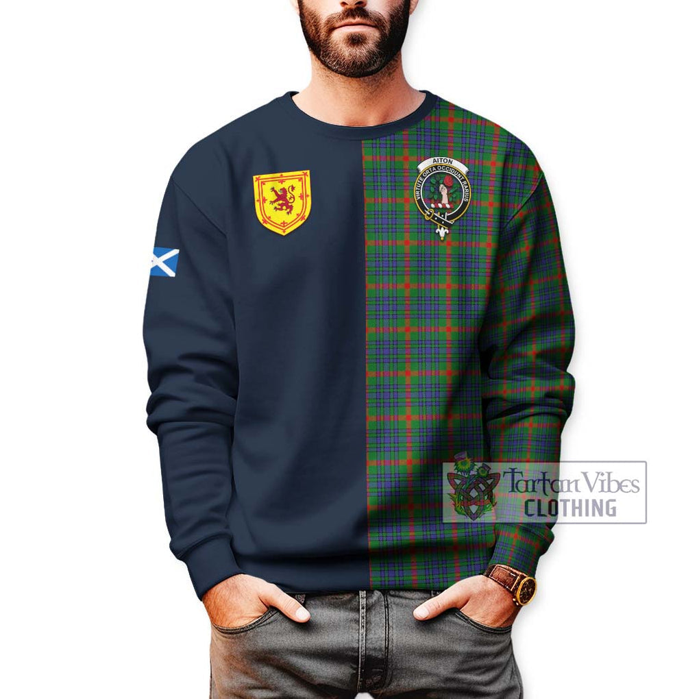 Aiton Tartan Sweatshirt Alba with Scottish Lion Royal Arm Half Style - Tartan Vibes Clothing