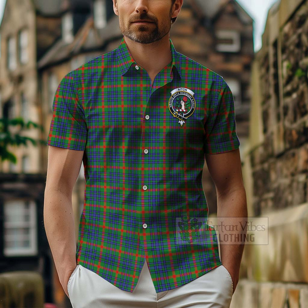 Aiton Tartan Hawaiian Shirt with Family Crest Celtic Skull Style - Tartan Vibes Clothing