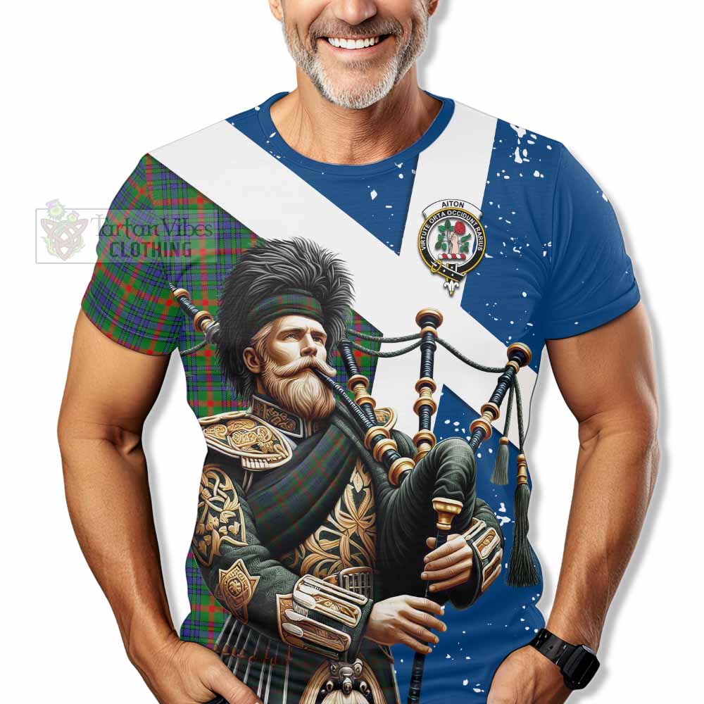 Aiton Tartan T-Shirt with Family Crest Scottish Bagpiper Vibes - Tartan Vibes Clothing