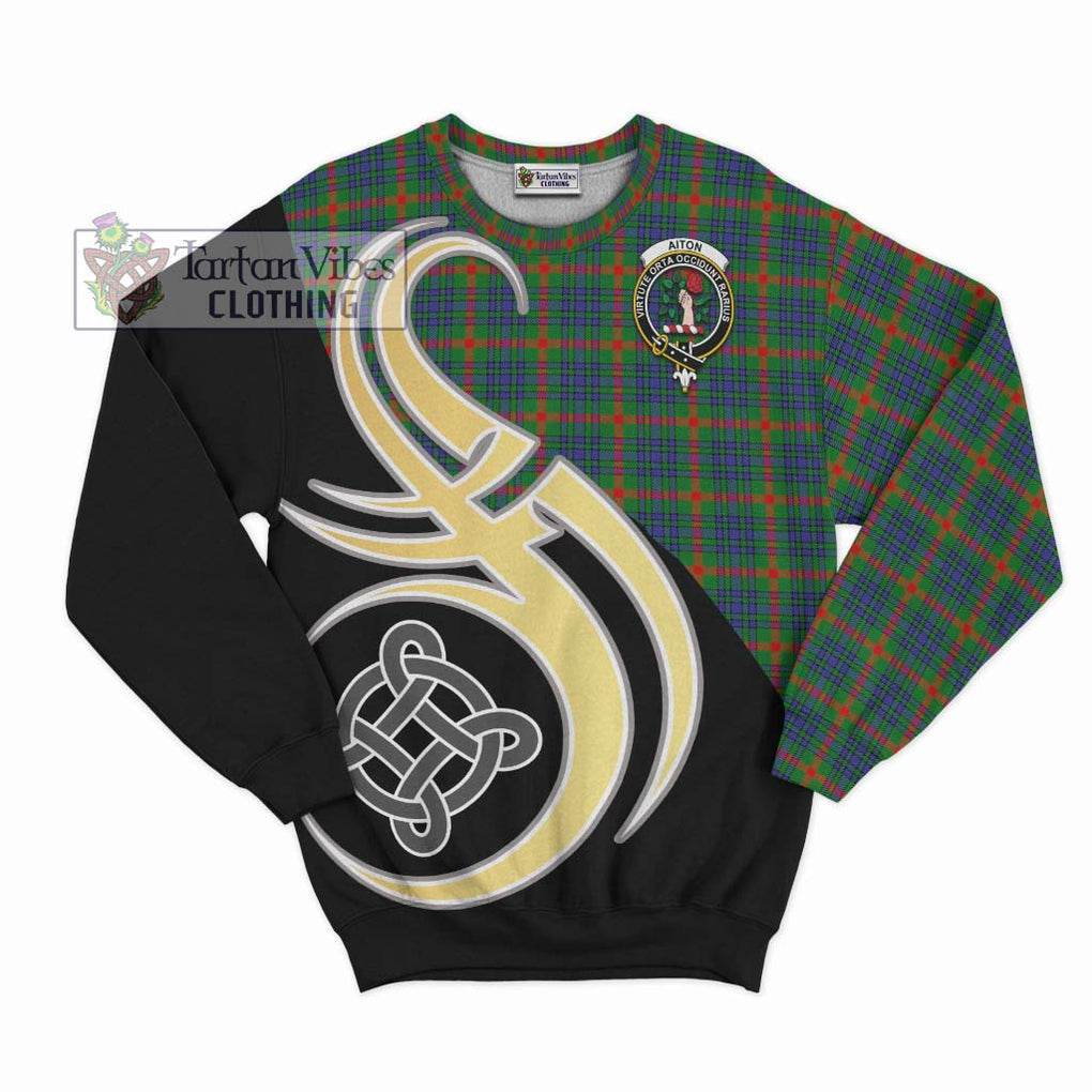 Aiton Tartan Sweatshirt with Family Crest and Celtic Symbol Style - Tartan Vibes Clothing