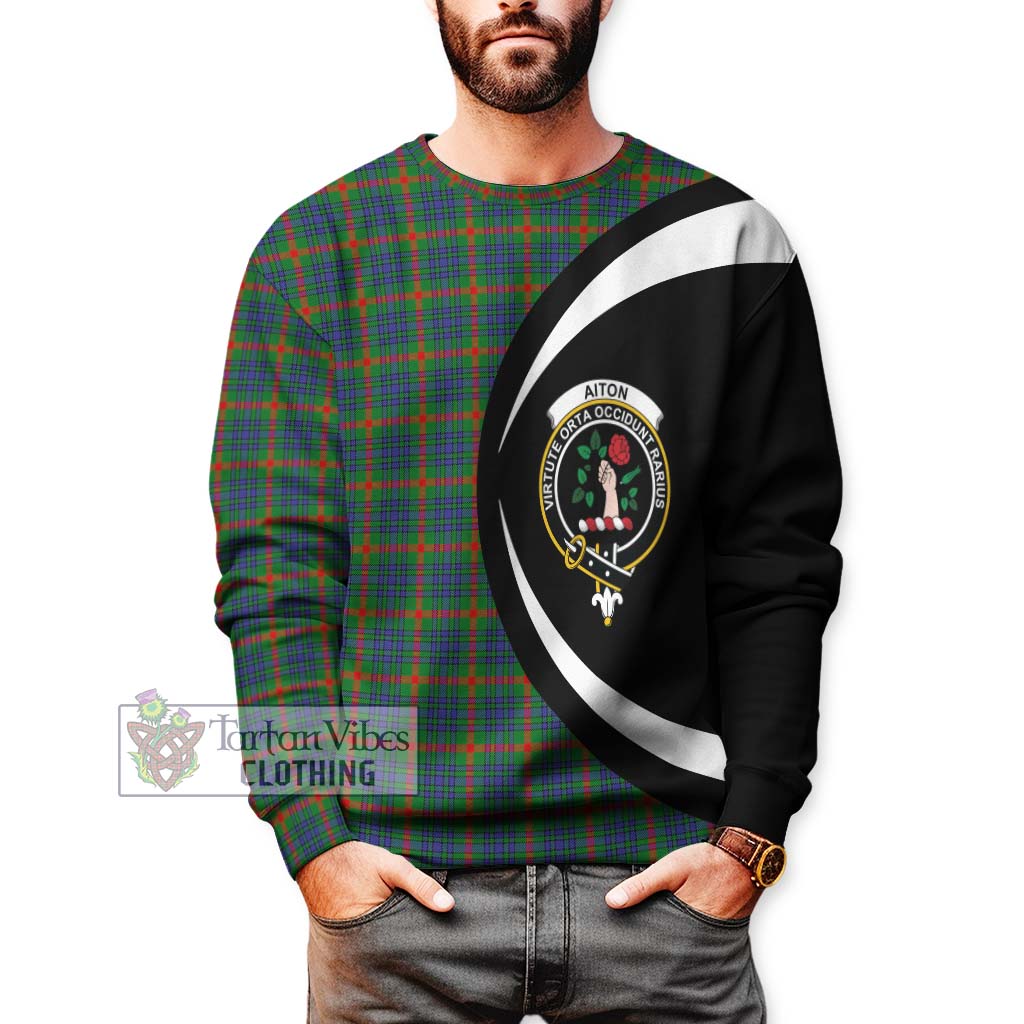 Aiton Tartan Sweatshirt with Family Crest Circle Style - Tartan Vibes Clothing