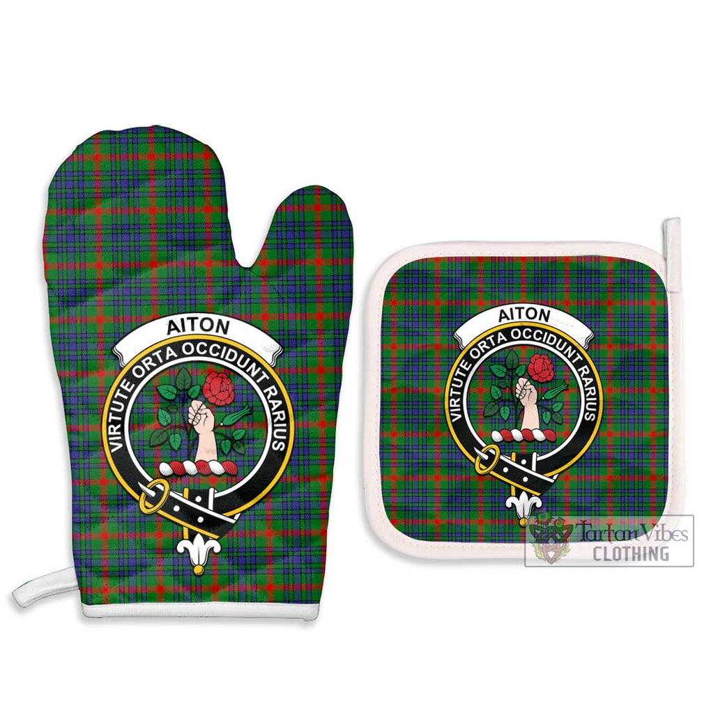 Aiton Tartan Combo Oven Mitt & Pot-Holder with Family Crest Combo 1 Oven Mitt & 2 Pot-Holder White - Tartan Vibes Clothing